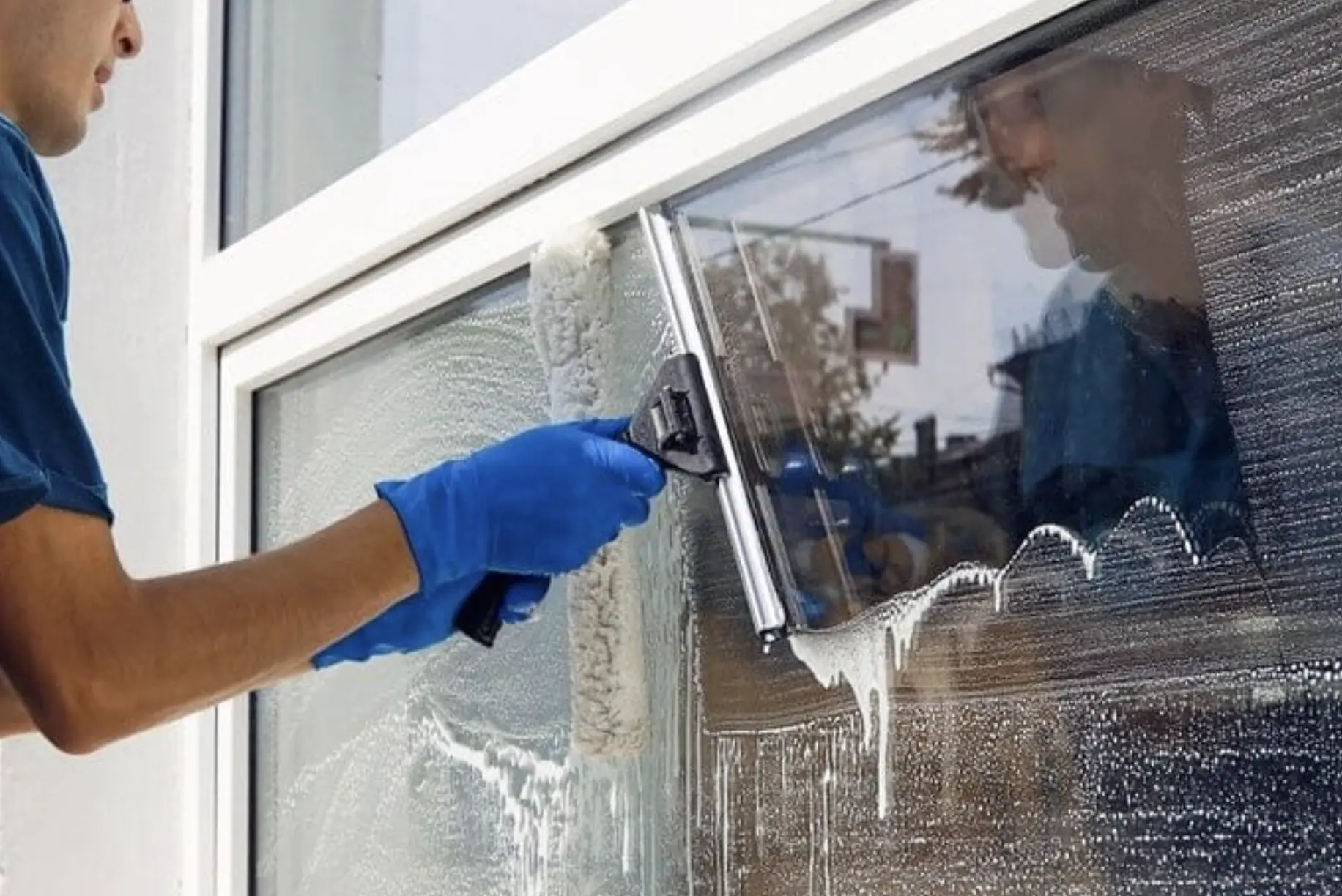 Cleaning double-hung window