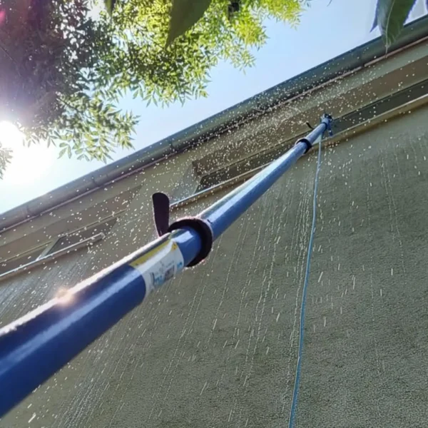 Fascia board cleaning with soft brush