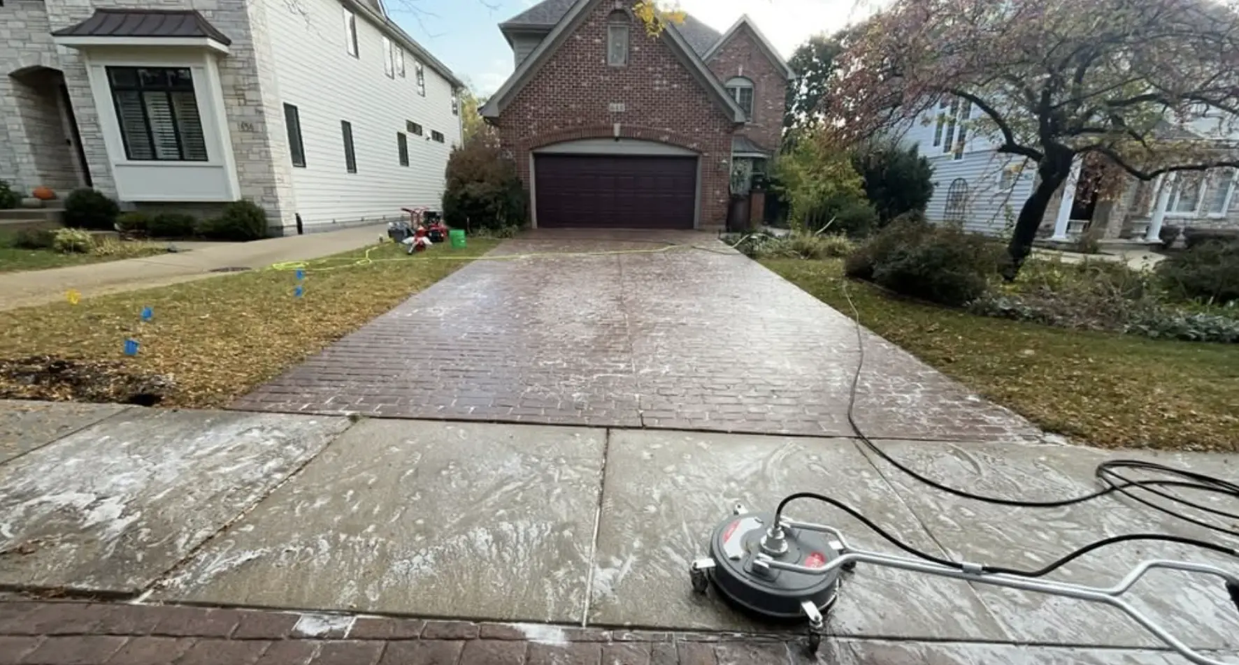 Freshly sealed black asphalt driveway