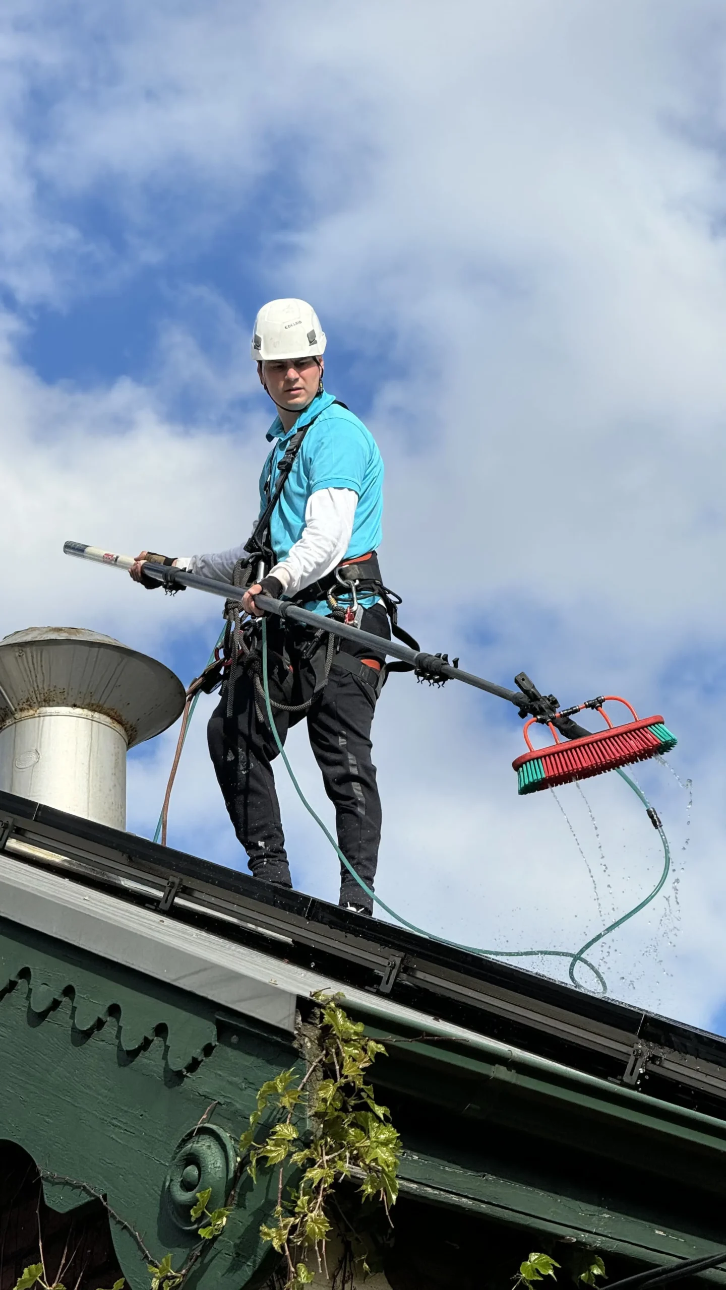 corrugated roof cleaning brush