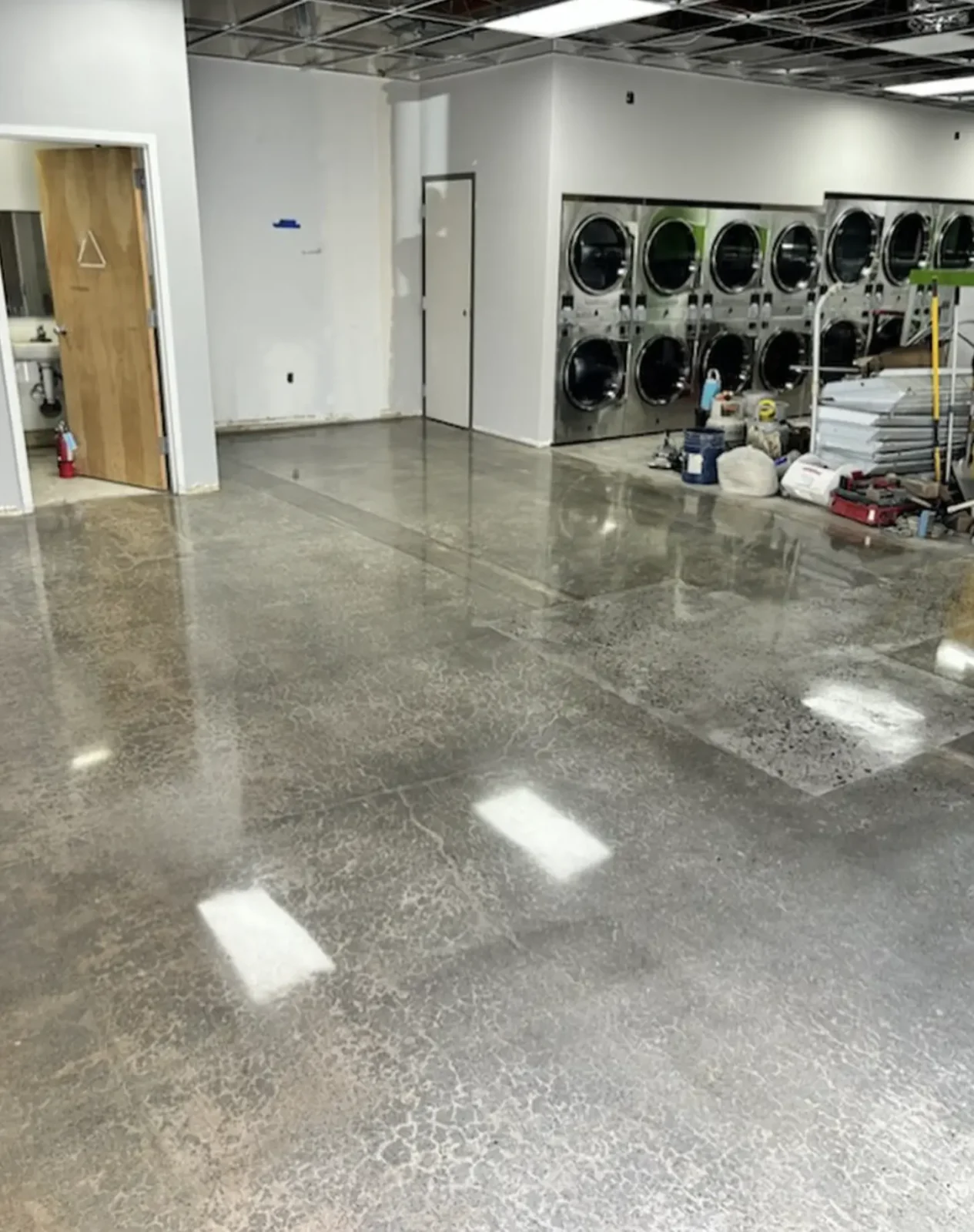 Shiny polished concrete floor