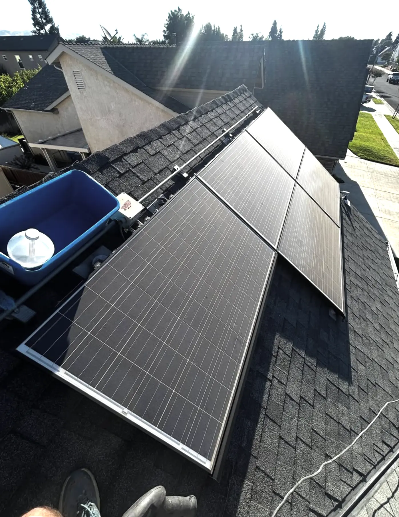 Streaks left after rain on solar panels