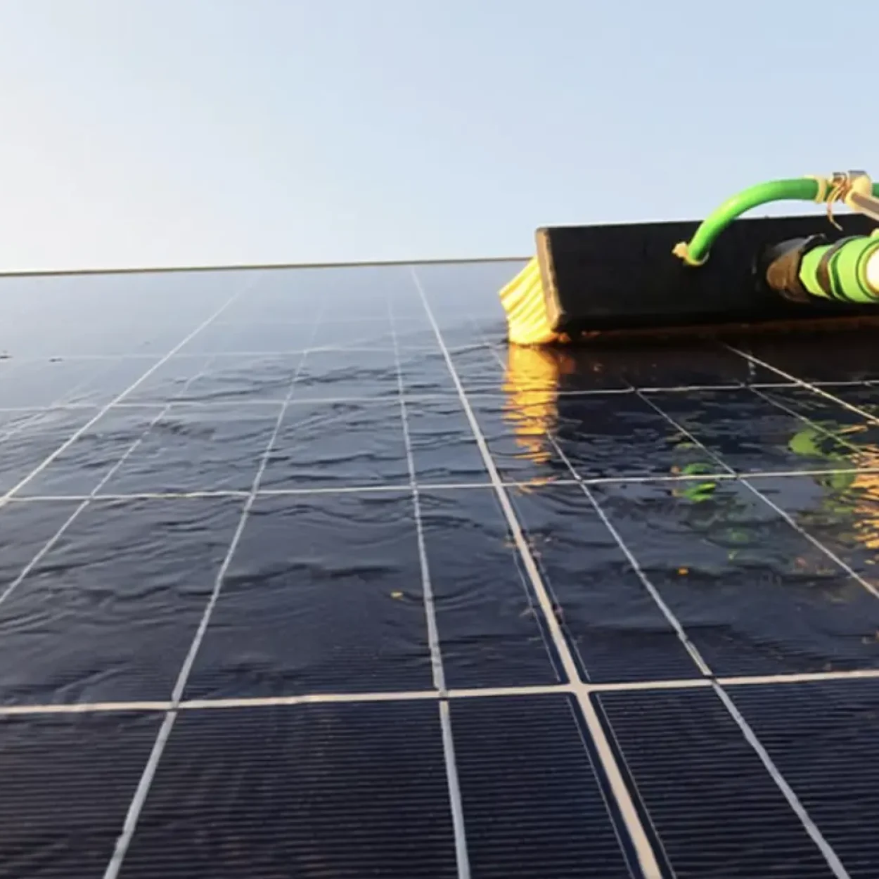 Solar panel grime after rainfall